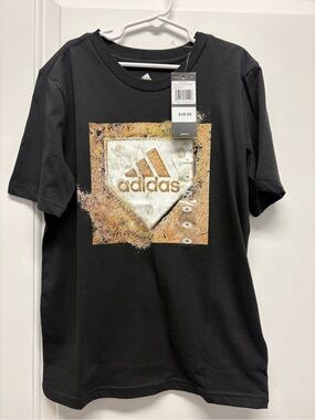 adidas Black Baseball Tee Logo Youth M